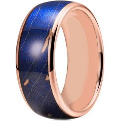 **COI Rose Titanium Dome Court Ring With Blue Wood-7274AA