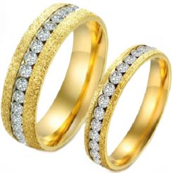 **COI Gold Tone Titanium Sandblasted Ring With Cubic Zirconia-7277AA