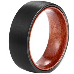 **COI Black Titanium Dome Court Ring With Wood-7293BB