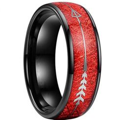 **COI Black Titanium Red Meteorite Dome Court Ring With Arrow-7374BB