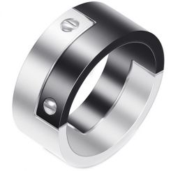 **COI Titanium Black Silver Ring-7400BB