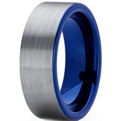 **COI Titanium Blue Silver Pipe Cut Flat Ring-7421