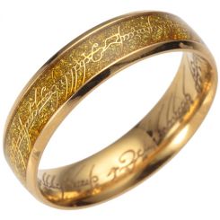 **COI Gold Tone Titanium Lord The Rings Ring Power Beveled Edges Ring-7456BB