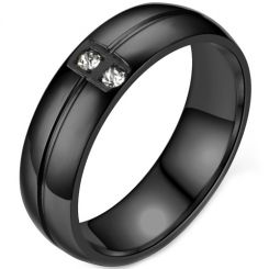 **COI Black Titanium Ring With Cubic Zirconia-7557BB