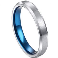 **COI Titanium Blue Silver Beveled Edges Ring-7565BB