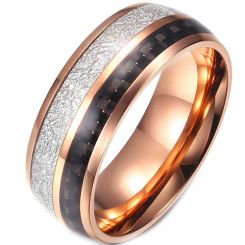 **COI Rose Titanium Meteorite & Carbon Fiber Dome Court Ring-7578BB
