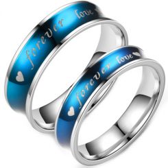 **COI Titanium Blue Silver Concave Forever Love Ring-7585BB