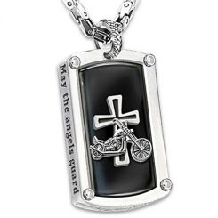 COI Titanium Black Silver Tag Pendant With Cross-7696BB
