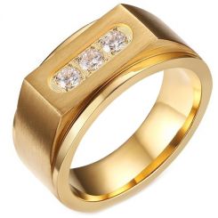 **COI Gold Tone Titanium Ring With Cubic Zirconia-7814BB