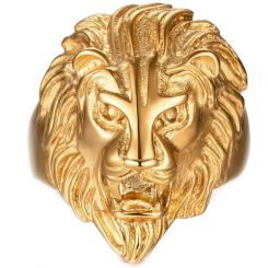 **COI Gold Tone Titanium Lion Ring-7914BB