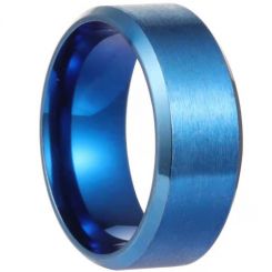 **COI Blue Titanium Beveled Edges Ring-7998BB
