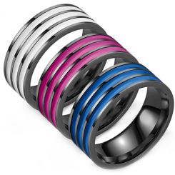 **COI Black Titanium White/Blue/Purple Resin Ring-8059BB