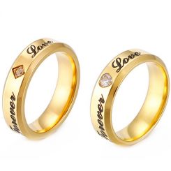 **COI Gold Tone Titanium Forever Love Ring With Cubic Zirconia-8182BB
