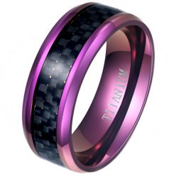 **COI Purple Titanium Beveled Edges Ring With Carbon Fiber-8186BB