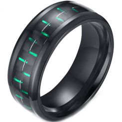 COI Black Titanium Beveled Edges Ring With Carbon Fiber - 824