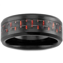 COI Black Titanium Beveled Edges Ring With Carbon Fiber - 825