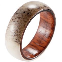 **COI Jewelry Deer Antler & Wood Dome Court Ring-8288BB