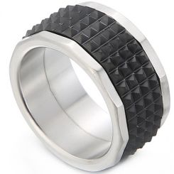**COI Titanium Black/Silver/Gold Tone Silver Ring-8309AA