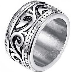 **COI Titanium Black Silver Celtic Ring-8407BB