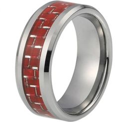 COI Titanium Beveled Edges Ring With Red Carbon Fiber - JT1446AA