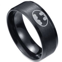 *COI Black Titanium Batman Beveled Edges Ring - JT1814AA