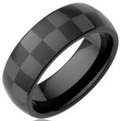 *COI Black Titanium Checkered Flag Dome Court Ring - JT4100