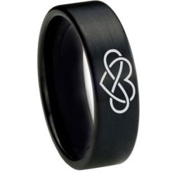 **COI Black Titanium Infinity Heart Pipe Cut Flat Ring - 1821