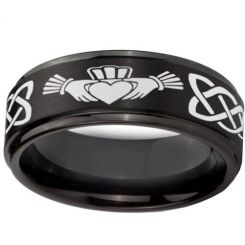 *COI Black Titanium Mo Anam Cara Celtic Step Edges Ring-JT5134