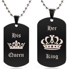 COI Black Titanium King Queen Crown Pendant-5065