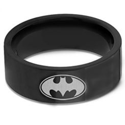 **COI Black Titanium Batman Pipe Cut Flat Ring - 676