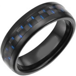 COI Black Titanium Dome Court Ring With Carbon Fiber-JT5076