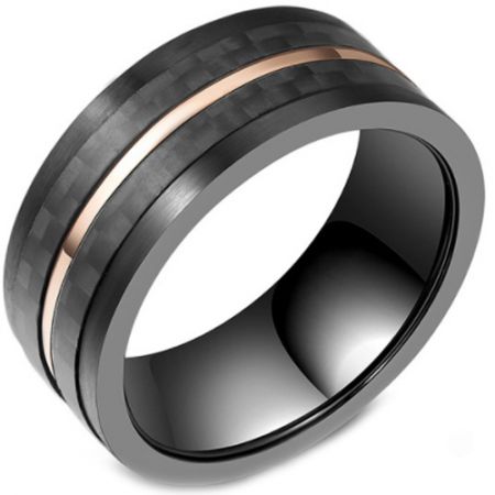 **COI Titanium Black Rose Ring With Carbon Fiber-5803