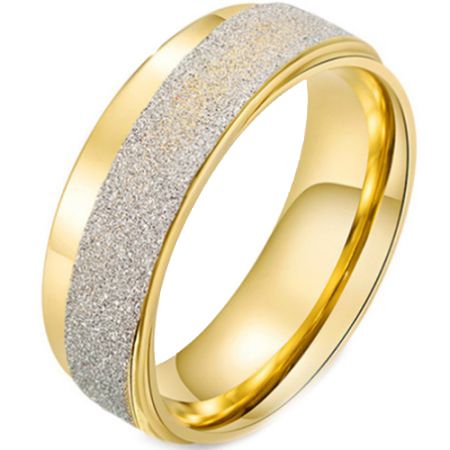 *COI Titanium Gold Tone Silver Sandblasted Ring-6844