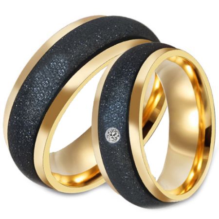 *COI Titanium Black Gold Tone Sandblasted Ring-6889BB