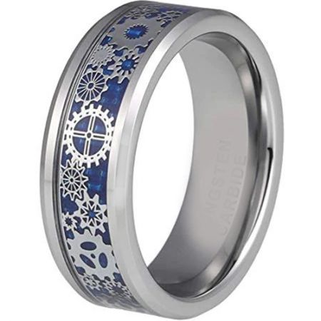 *COI Titanium Gears Beveled Edges Ring With Carbon Fiber-380AA